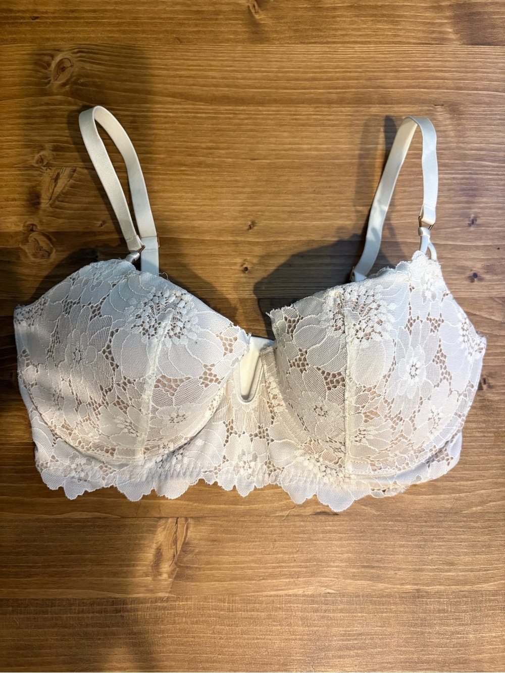 aerie Cream Lace Underwire Balconette Bra